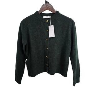 NWT Mango Knitted Button Cardigan Sweater Green Size Small